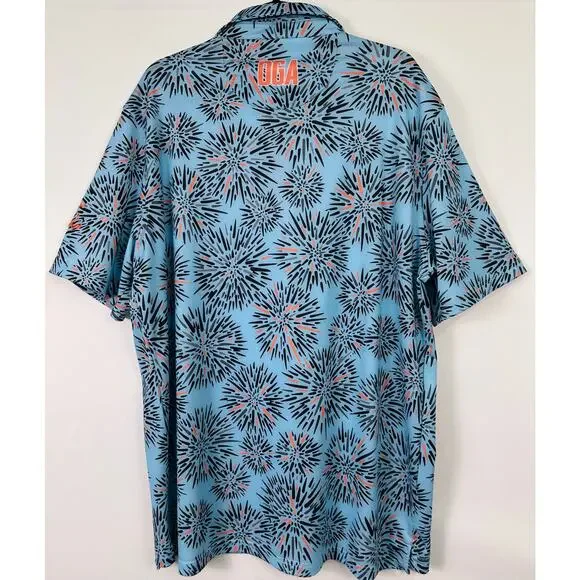 Oahu Golf Apparel Wana Sea Urchin Print Polo Shirt Men’s Size XL UPF 50+ - Picture 3 of 8